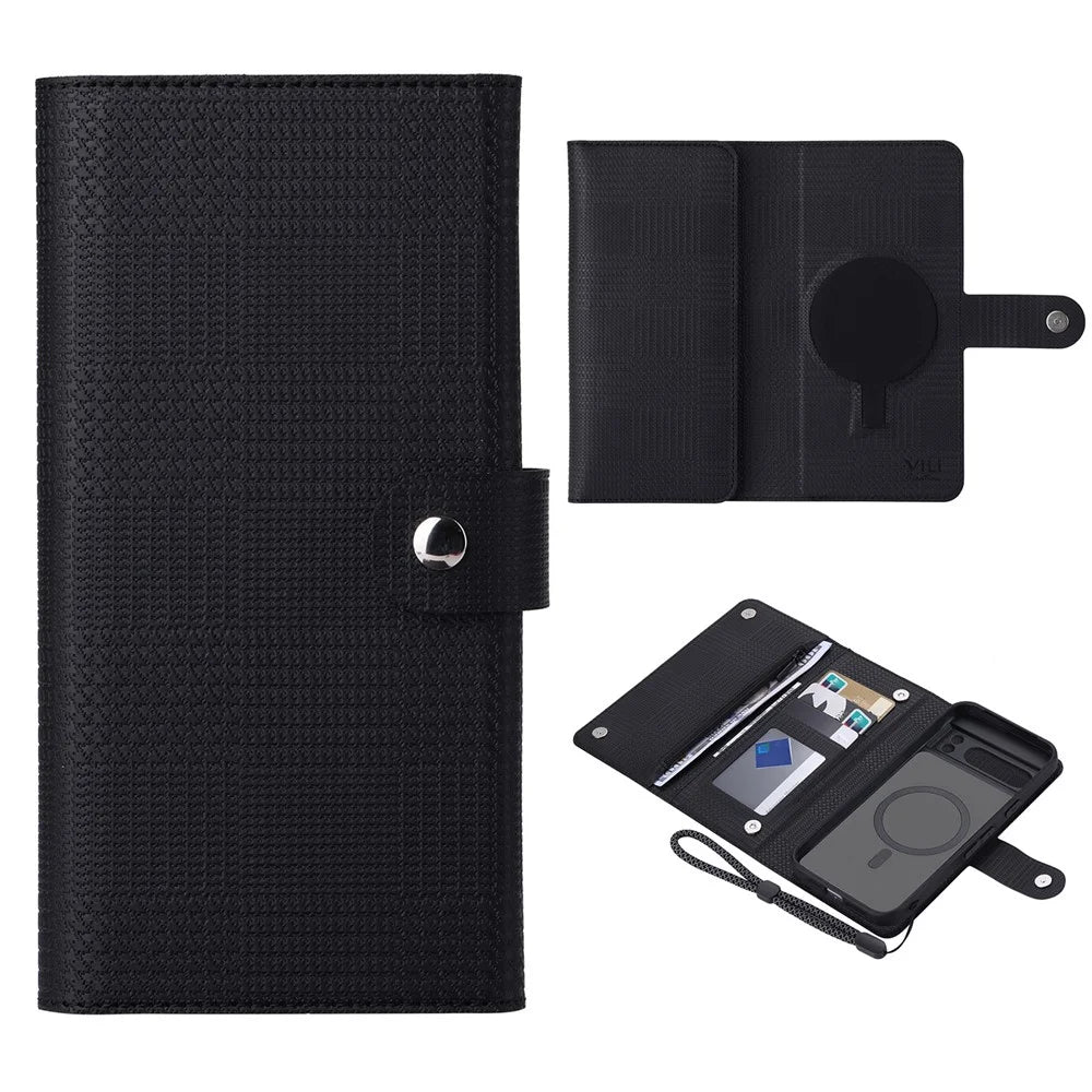 VILI GHB Series for Google Pixel 8 Pro Magnetic Case Detachable Wallet Leather Phone Cover - Black - 1