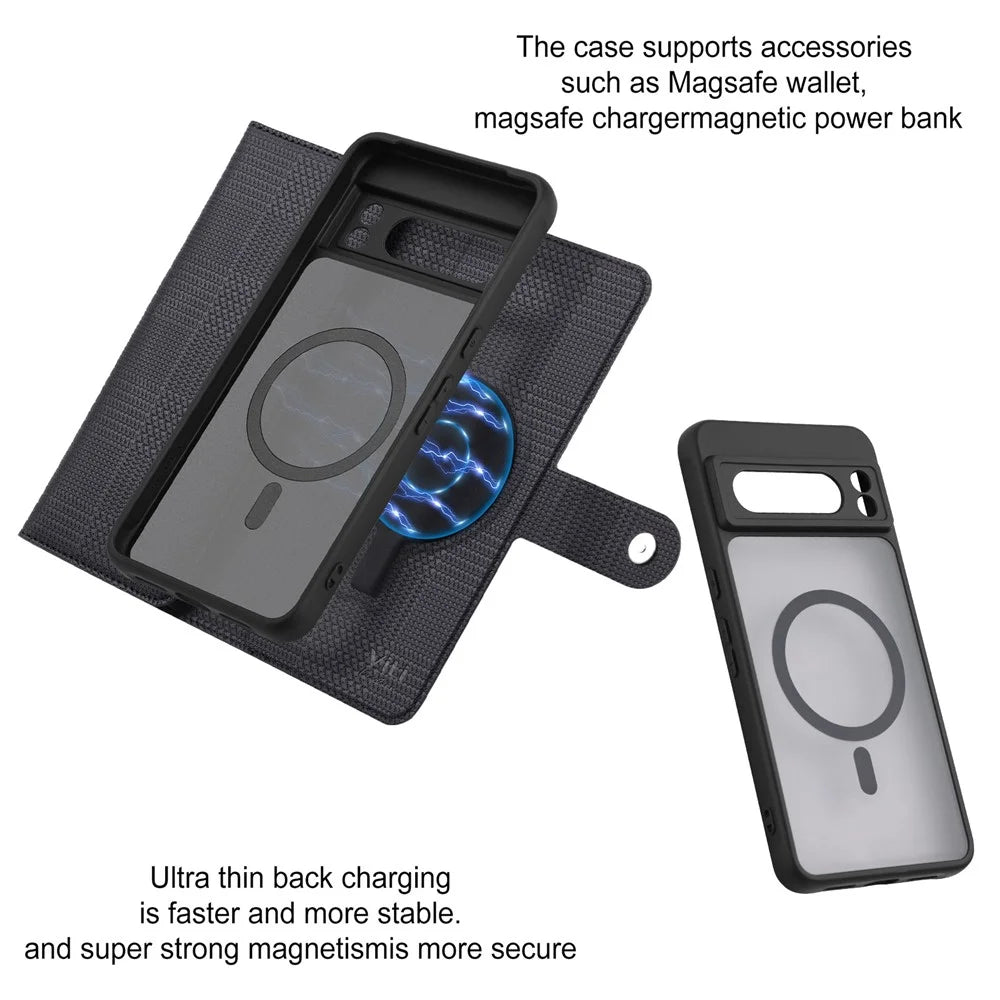 VILI GHB Series for Google Pixel 8 Pro Magnetic Case Detachable Wallet Leather Phone Cover - Black - 6