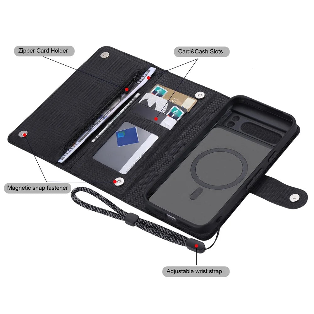 VILI GHB Series for Google Pixel 8 Pro Magnetic Case Detachable Wallet Leather Phone Cover - Black - 7