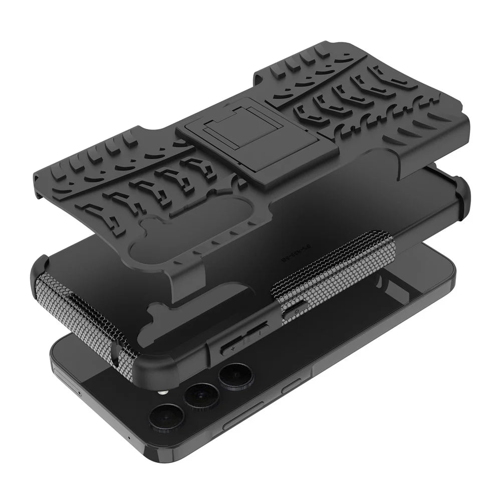 For Samsung Galaxy A35 5G Case Tyre Pattern PC+TPU Kickstand Phone Cover - Black - 3