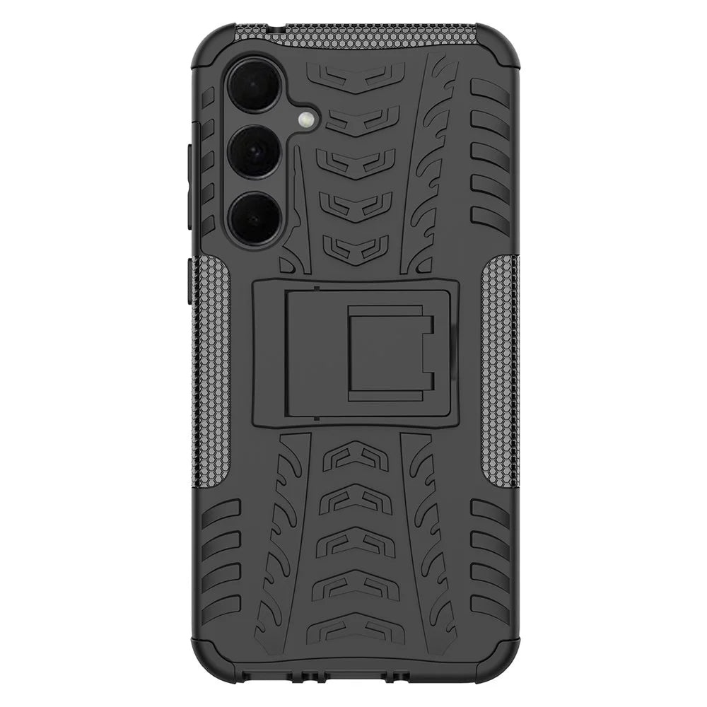 For Samsung Galaxy A35 5G Case Tyre Pattern PC+TPU Kickstand Phone Cover - Black - 4