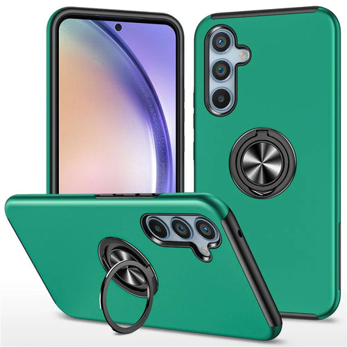 For Samsung Galaxy A55 5G Case Slim-Fit PC+TPU Phone Cover with Kickstand - Blackish Green - 1