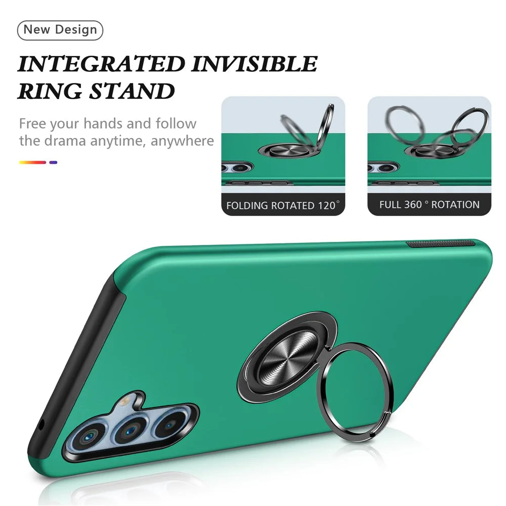 For Samsung Galaxy A55 5G Case Slim-Fit PC+TPU Phone Cover with Kickstand - Blackish Green - 2