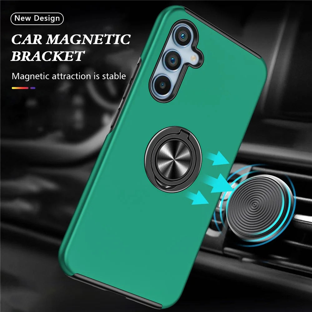 For Samsung Galaxy A55 5G Case Slim-Fit PC+TPU Phone Cover with Kickstand - Blackish Green - 3