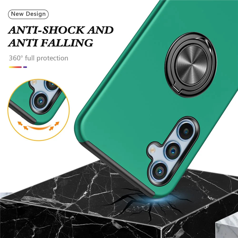 For Samsung Galaxy A55 5G Case Slim-Fit PC+TPU Phone Cover with Kickstand - Blackish Green - 4