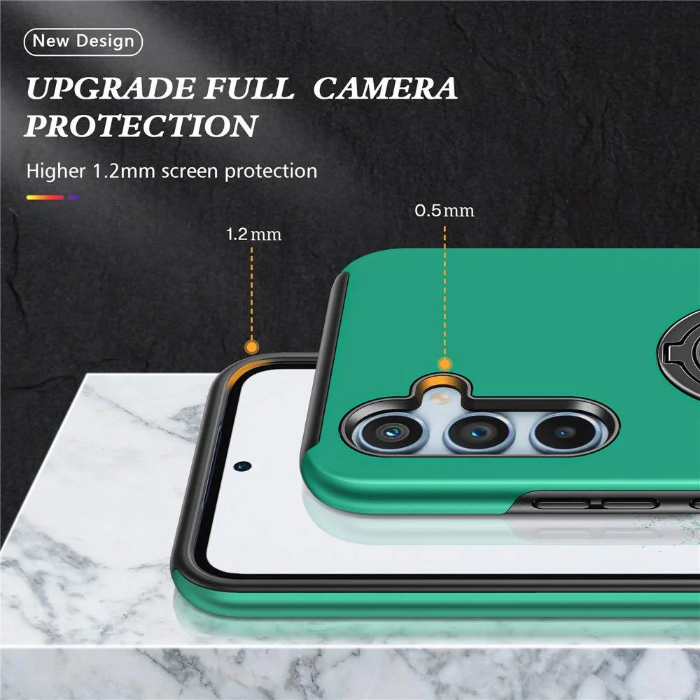 For Samsung Galaxy A55 5G Case Slim-Fit PC+TPU Phone Cover with Kickstand - Blackish Green - 6