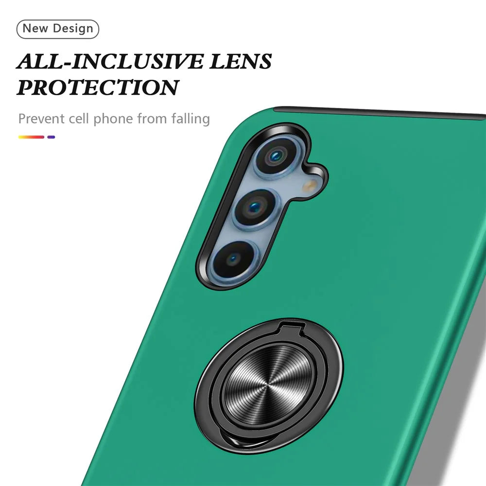 For Samsung Galaxy A55 5G Case Slim-Fit PC+TPU Phone Cover with Kickstand - Blackish Green - 7
