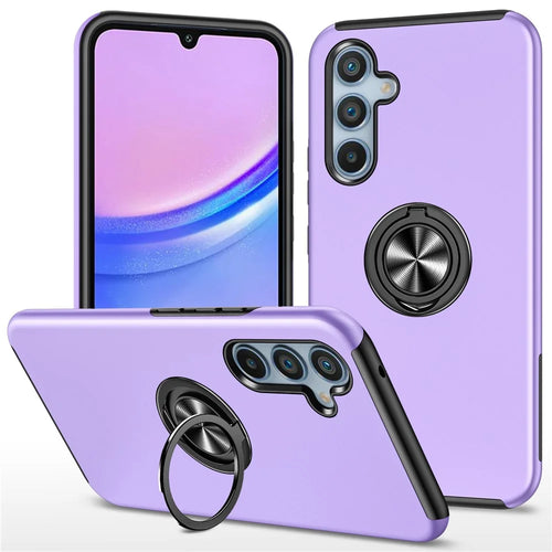 For Samsung Galaxy A15 4G / A15 5G Slim Case PC+TPU Kickstand Phone Cover - Purple - 1
