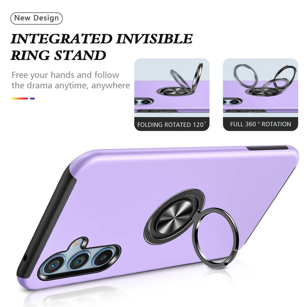 For Samsung Galaxy A15 4G / A15 5G Slim Case PC+TPU Kickstand Phone Cover - Purple - 2