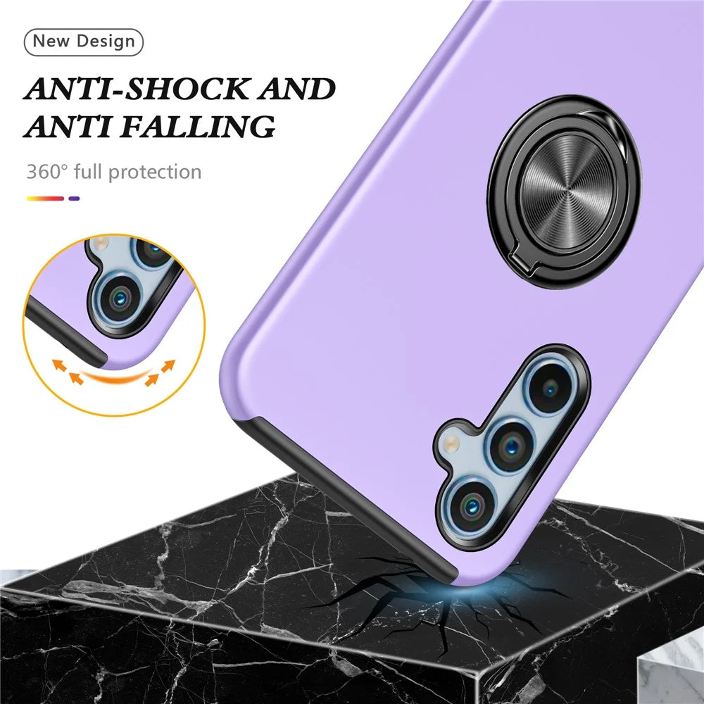 For Samsung Galaxy A15 4G / A15 5G Slim Case PC+TPU Kickstand Phone Cover - Purple - 4