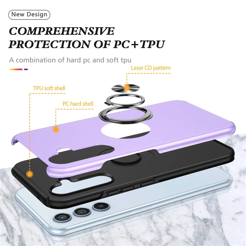 For Samsung Galaxy A15 4G / A15 5G Slim Case PC+TPU Kickstand Phone Cover - Purple - 5