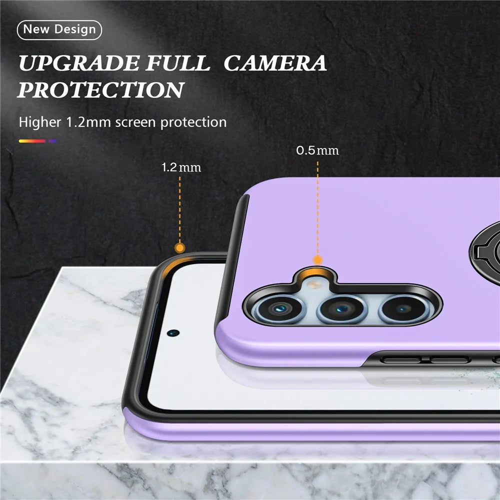 For Samsung Galaxy A15 4G / A15 5G Slim Case PC+TPU Kickstand Phone Cover - Purple - 6