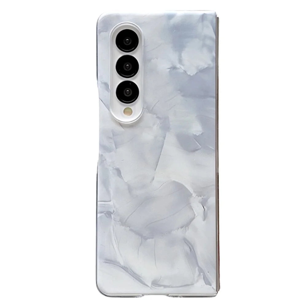 For Samsung Galaxy Z Fold3 5G Cell Phone Case Bump Proof Hard PC Rococo Style Cover - White - 1