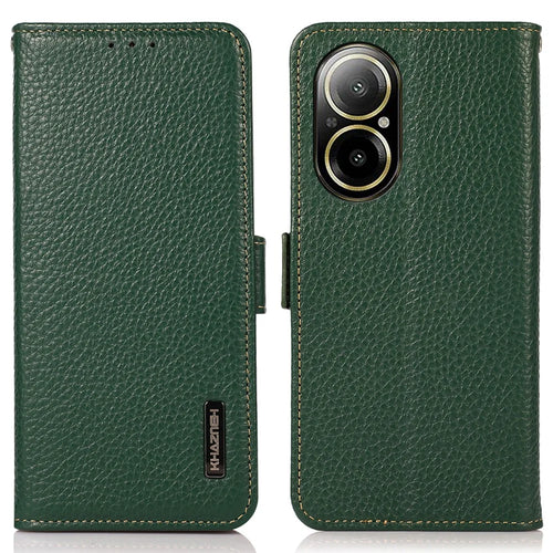 KHAZNEH For Realme C67 4G Case Litchi Texture RFID Blocking Shockproof Phone Cover - Green - 1