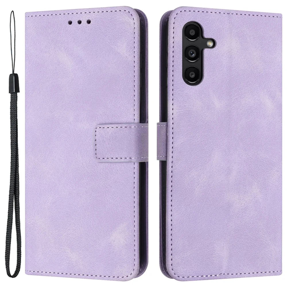 For Samsung Galaxy S25+ / S24+ Mobile Phone Cover Skin-Touch PU Leather Anti-Scratch Stand Phone Case - Purple - 1