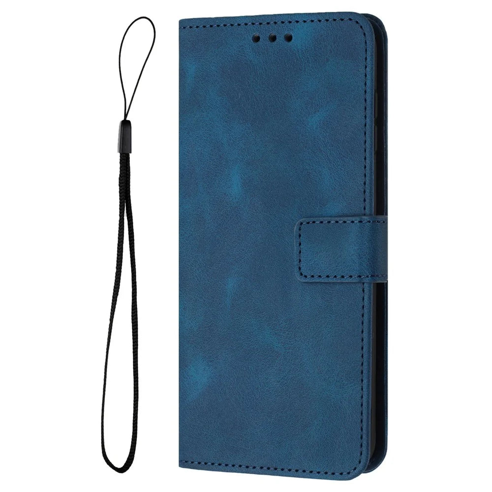 Phone Stand Cover for Samsung Galaxy A55 5G Case Skin-touch PU Leather+TPU Phone Shell - Blue - 7