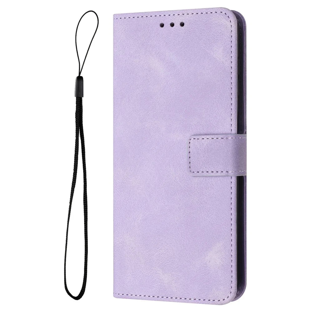 For Samsung Galaxy A15 5G Drop Protection Case Skin-touch PU Leather Phone Stand Cover - Purple - 7