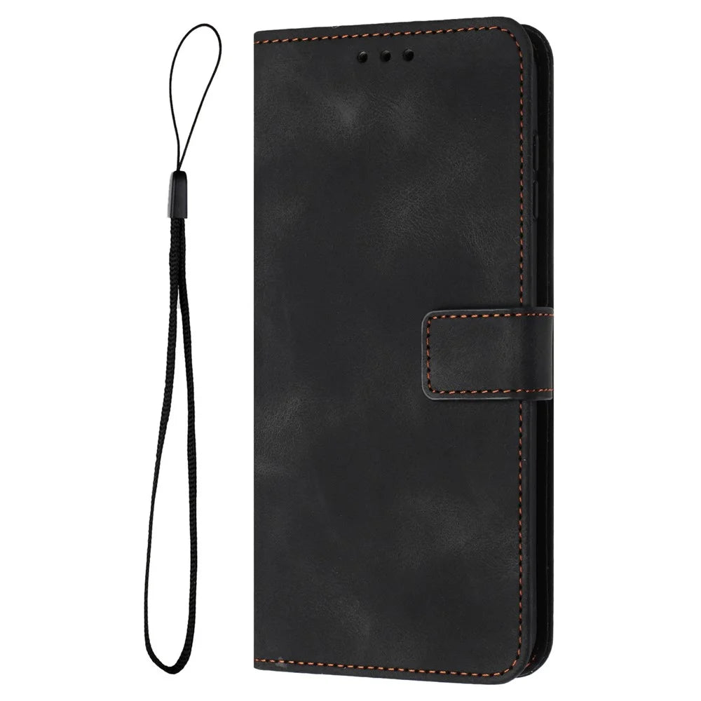 Phone Stand Case for Samsung Galaxy A25 5G (Global) (161.0 x 76.5 x 8.3mm) Skin-touch PU Leather Phone Cover - Black - 7