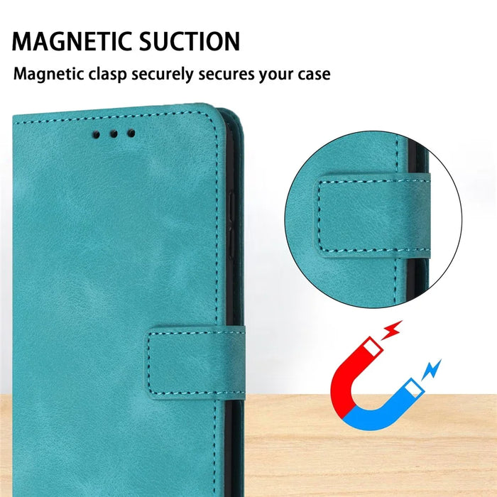 For Samsung Galaxy A35 5G Case Skin-touch PU Leather Solid Color Phone Stand Cover - Green - 5
