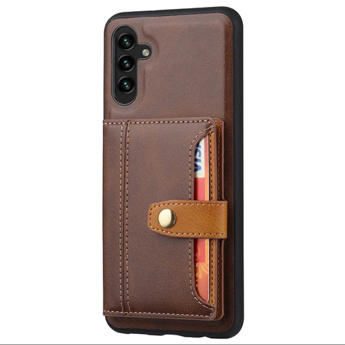 For Samsung Galaxy A25 5G (Global) (161.0 x 76.5 x 8.3mm) Case Card Holder Leather+TPU Phone Cover - Brown - 1