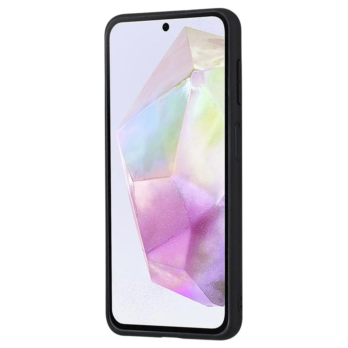 For Samsung Galaxy A35 5G Case PU Leather+TPU Kickstand Cover with Card Slots - Brown - 5