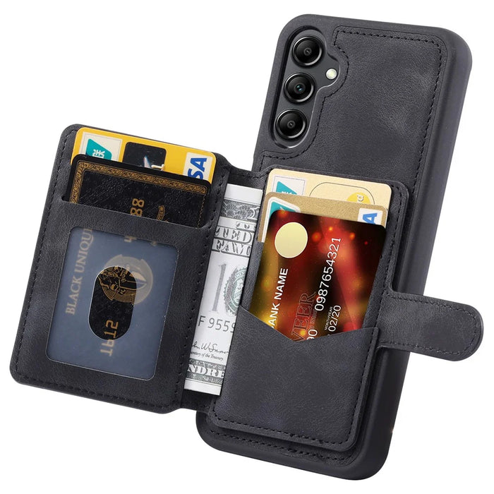 For Samsung Galaxy A55 5G Case Leather+TPU Phone Cover with RFID Blocking Wallet - Black - 2
