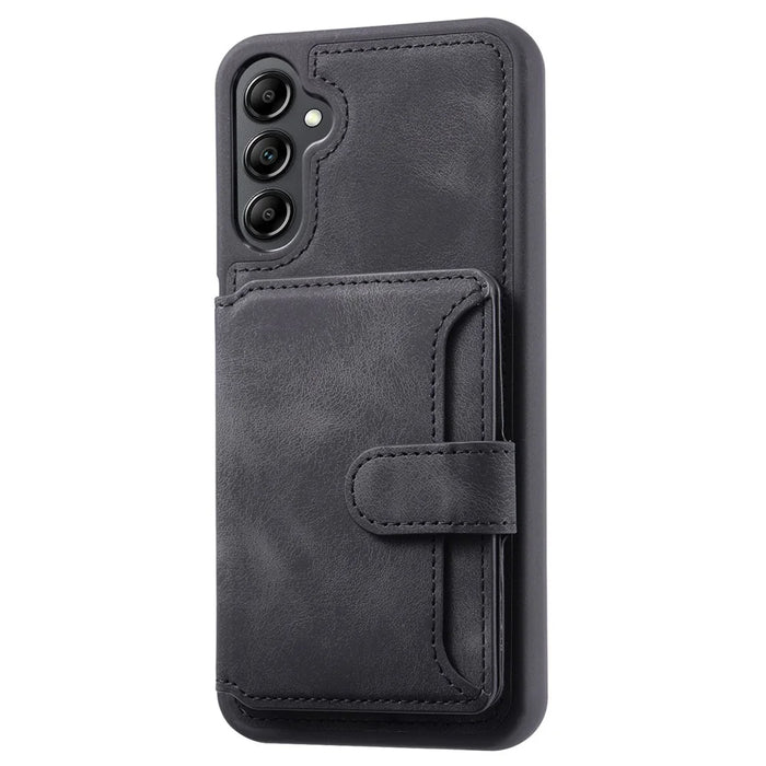 For Samsung Galaxy A55 5G Case Leather+TPU Phone Cover with RFID Blocking Wallet - Black - 5