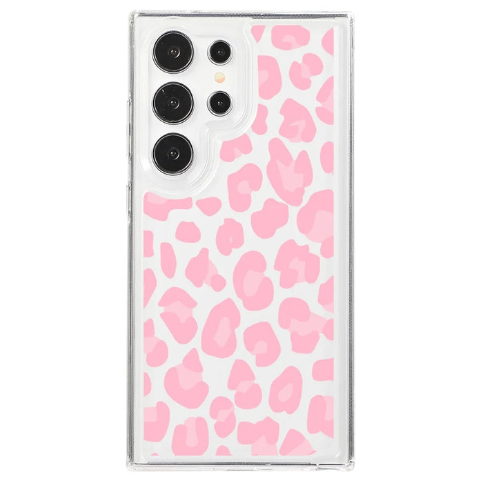 For Samsung Galaxy S24 Ultra Case Pattern Print Design TPU Shockproof Phone Cover - Pink Leopard - 1