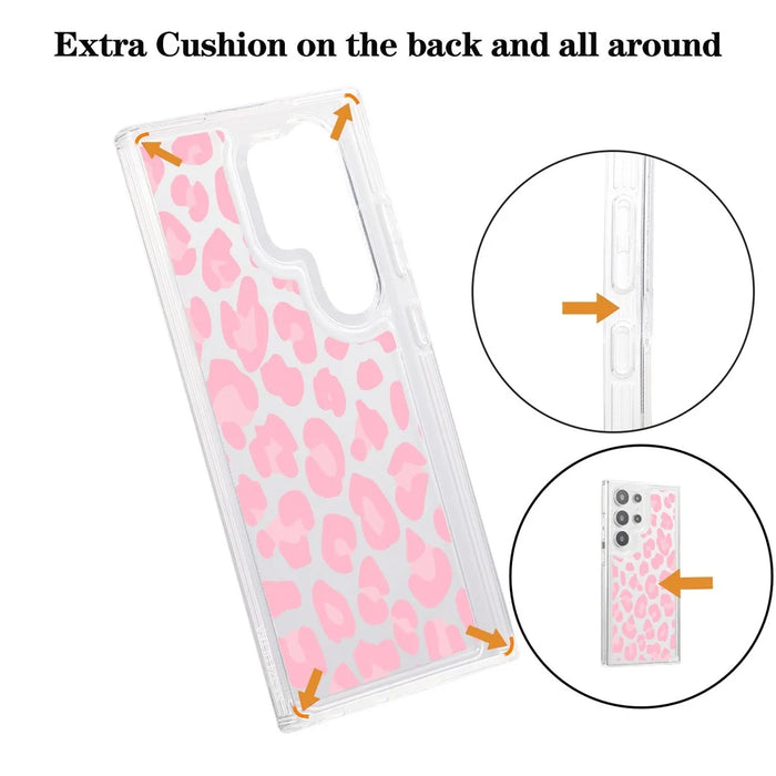For Samsung Galaxy S24 Ultra Case Pattern Print Design TPU Shockproof Phone Cover - Pink Leopard - 6