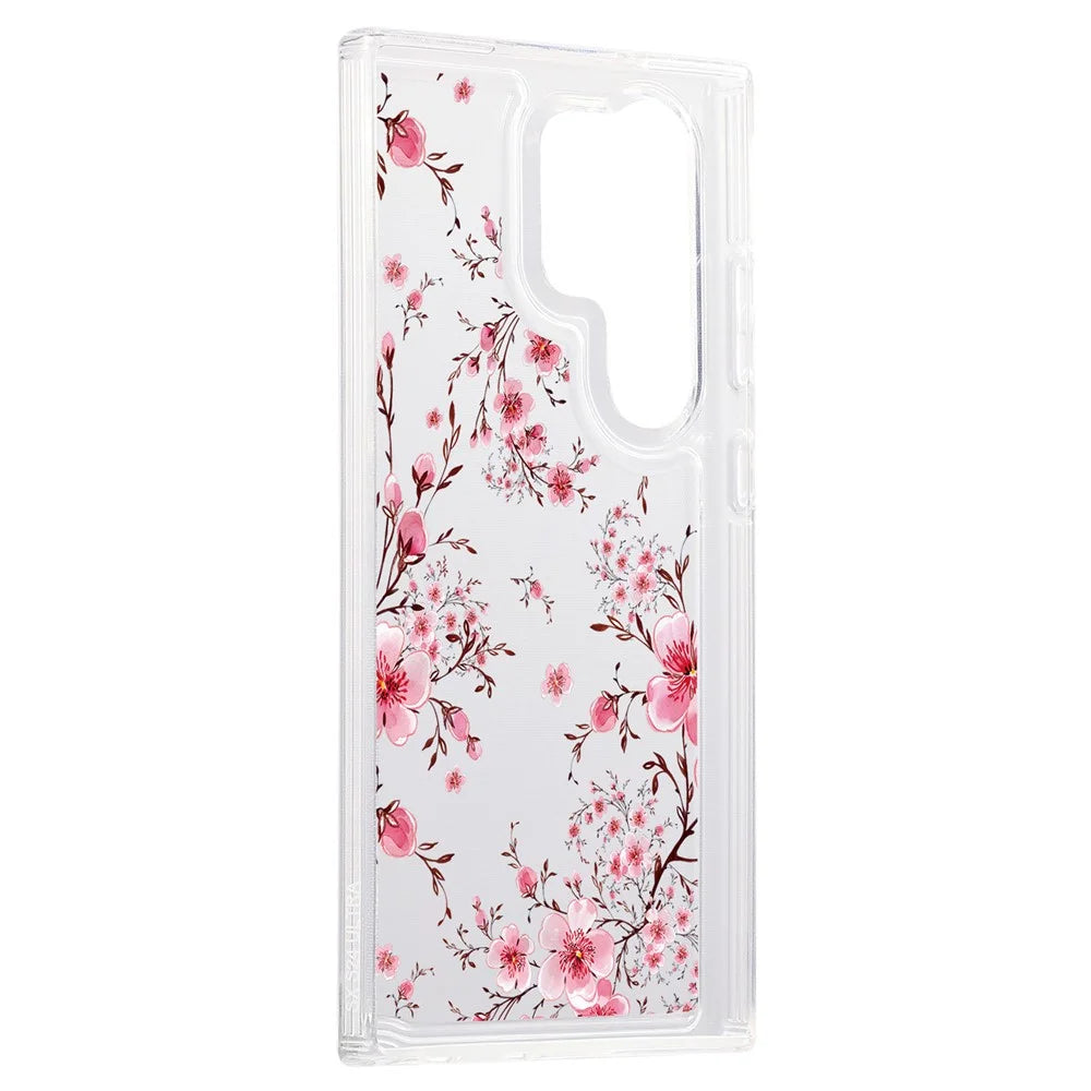 For Samsung Galaxy S23 Ultra Clear Case TPU Airbag Protection Back Phone Cover with Flower Pattern - Peach Blossom - 3