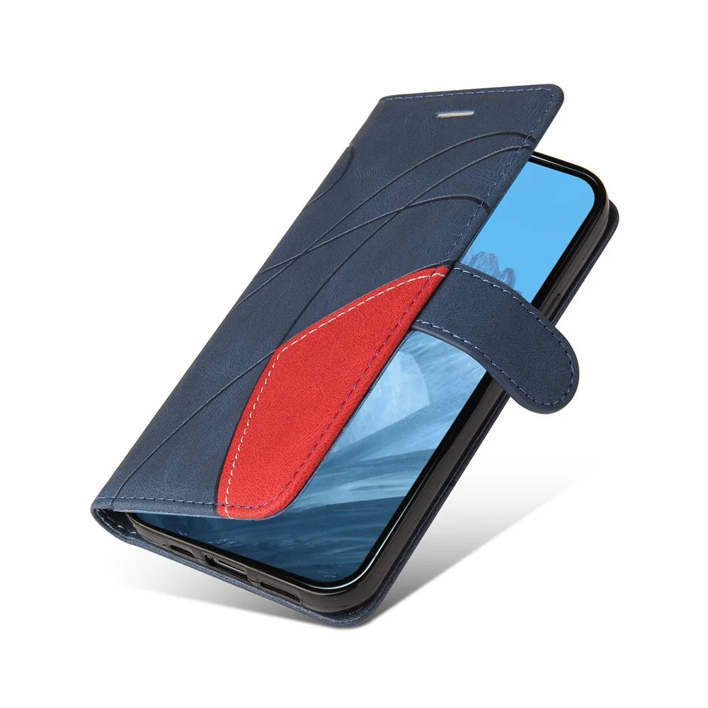 For Google Pixel 10 Pro / 10 / 9 Pro / 9 Leather Case Wallet Stand Color Splicing Phone Cover - Blue - 6