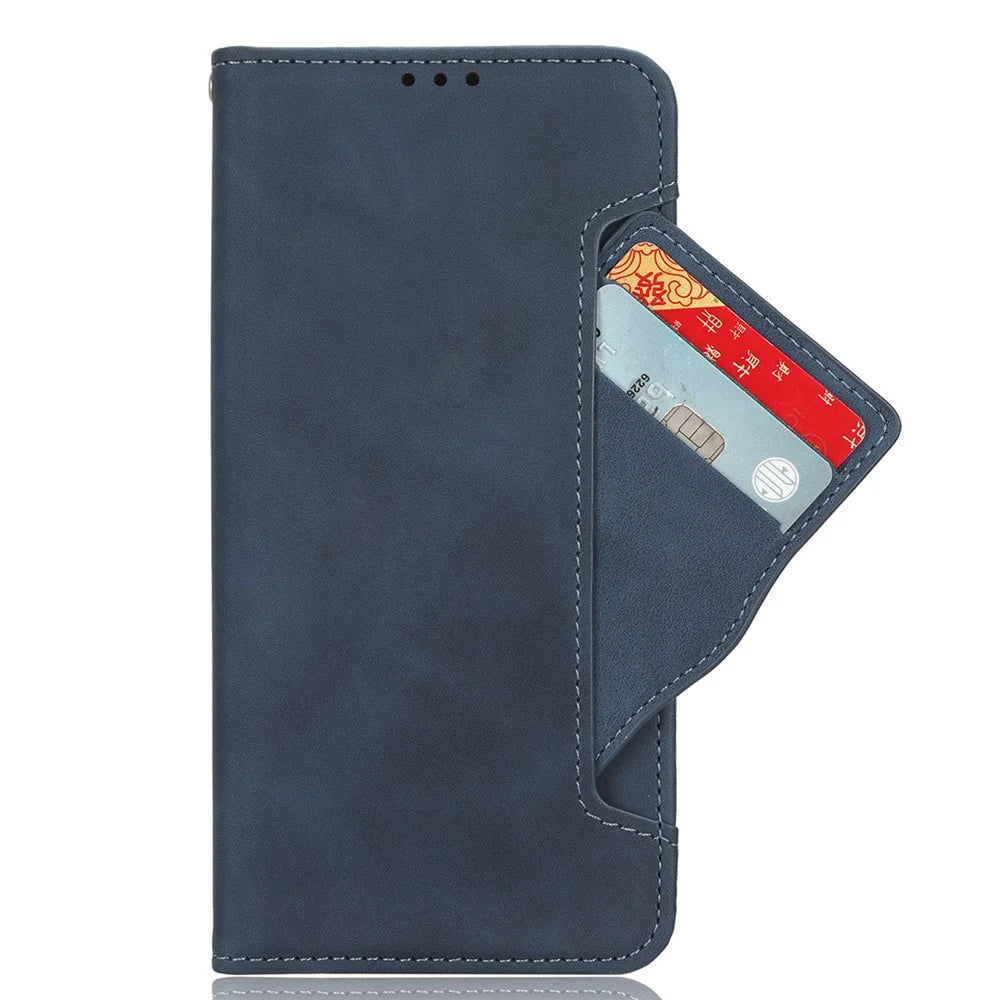For Realme 12 Pro 5G / 12 Pro+ 5G Case PU Leather Stand Multiple Card Holders Phone Cover - Blue - 2