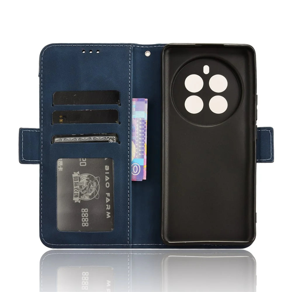 For Realme 12 Pro 5G / 12 Pro+ 5G Case PU Leather Stand Multiple Card Holders Phone Cover - Blue - 5