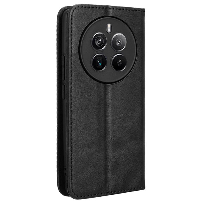 For Realme 12 Pro 5G / 12 Pro+ 5G Case Shockproof TPU Shell Leather Retro Texture Phone Cover - Black - 7