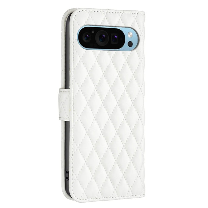 BINFEN COLOR BF Style-14 For Google Pixel 9 Pro XL Case PU Leather Magnetic Shockproof Folio Phone Cover - White - 6