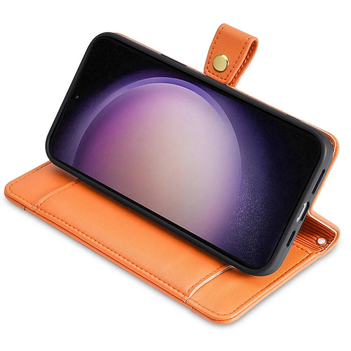 For Samsung Galaxy Xcover7 Wallet Case Shockproof Leather Phone Cover with 2 Straps - Orange - 3