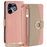 Leather Case for Infinix Hot 40i Makeup Mirror Zipper Pocket Phone Cover with Shoulder Strap - Pink - 1