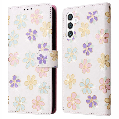 For Samsung Galaxy S24+ Case RFID Blocking Lacquered Floral Leather Phone Cover   - Colorful Flower - 1
