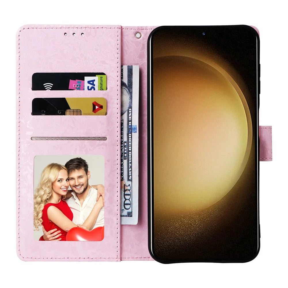 For Samsung Galaxy S24+ Case RFID Blocking Lacquered Floral Leather Phone Cover   - Colorful Flower - 2