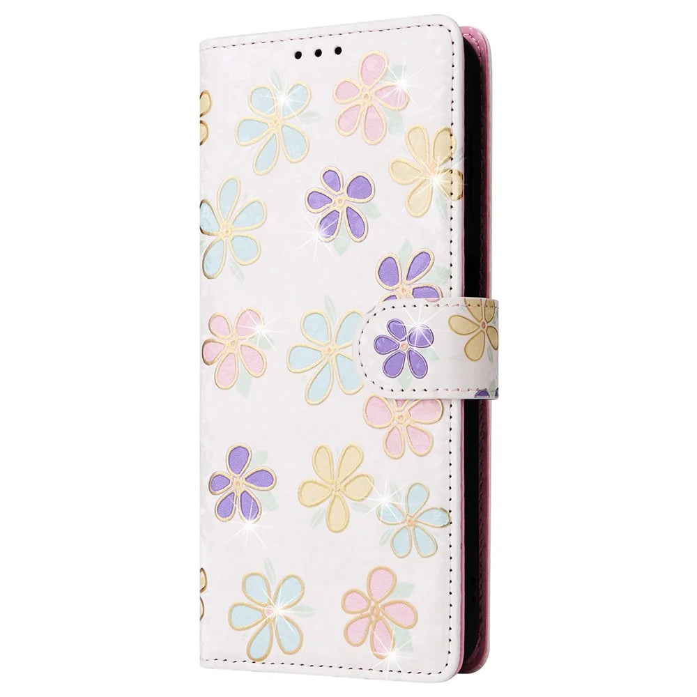 For Samsung Galaxy S24+ Case RFID Blocking Lacquered Floral Leather Phone Cover   - Colorful Flower - 6