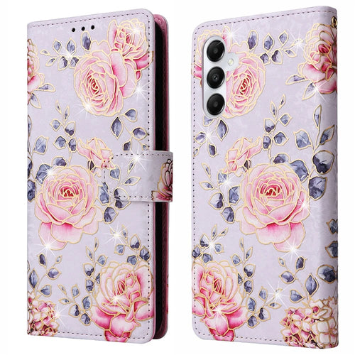For Samsung Galaxy A05s 4G Case Floral Aesthetic RFID Blocking Leather Phone Cover - Rose Flower - 1