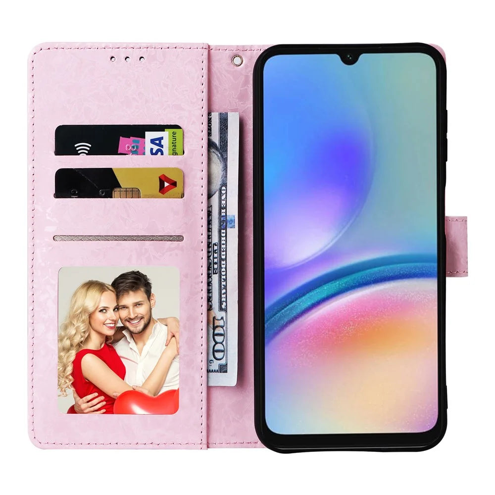For Samsung Galaxy A05s 4G Case Floral Aesthetic RFID Blocking Leather Phone Cover - Rose Flower - 2