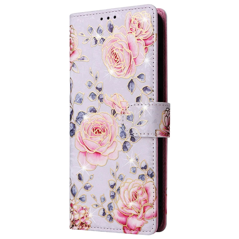For Samsung Galaxy A05s 4G Case Floral Aesthetic RFID Blocking Leather Phone Cover - Rose Flower - 6