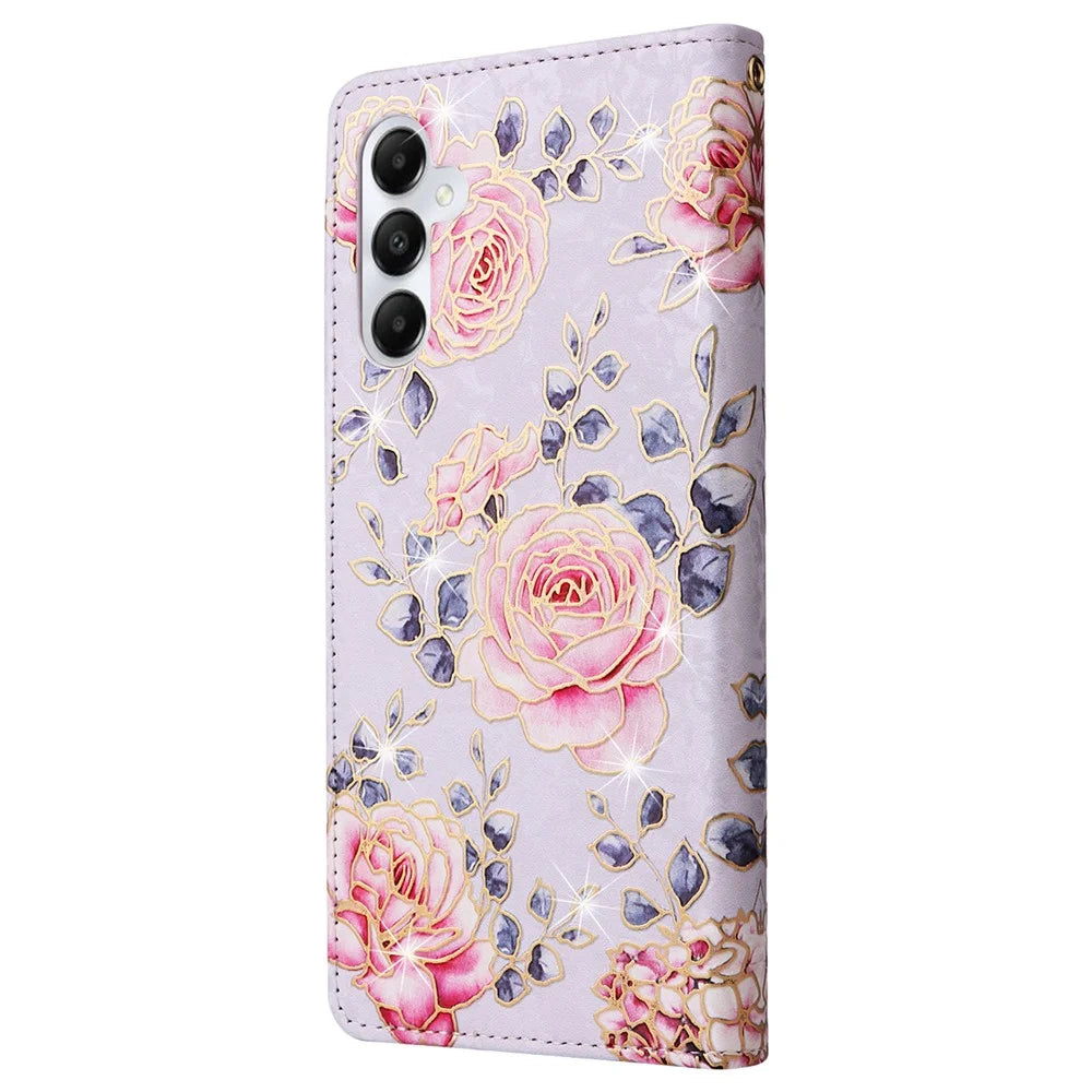 For Samsung Galaxy A05s 4G Case Floral Aesthetic RFID Blocking Leather Phone Cover - Rose Flower - 7