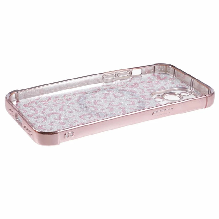 HRF Series for iPhone 12 Pro Magnetic Case Electroplating Leopard TPU Phone Cover - Pink - 5