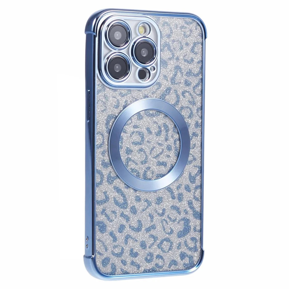 HRF Series for iPhone 15 Pro Max TPU Case Compatible with MagSafe Electroplating Phone Cover - Blue - 1