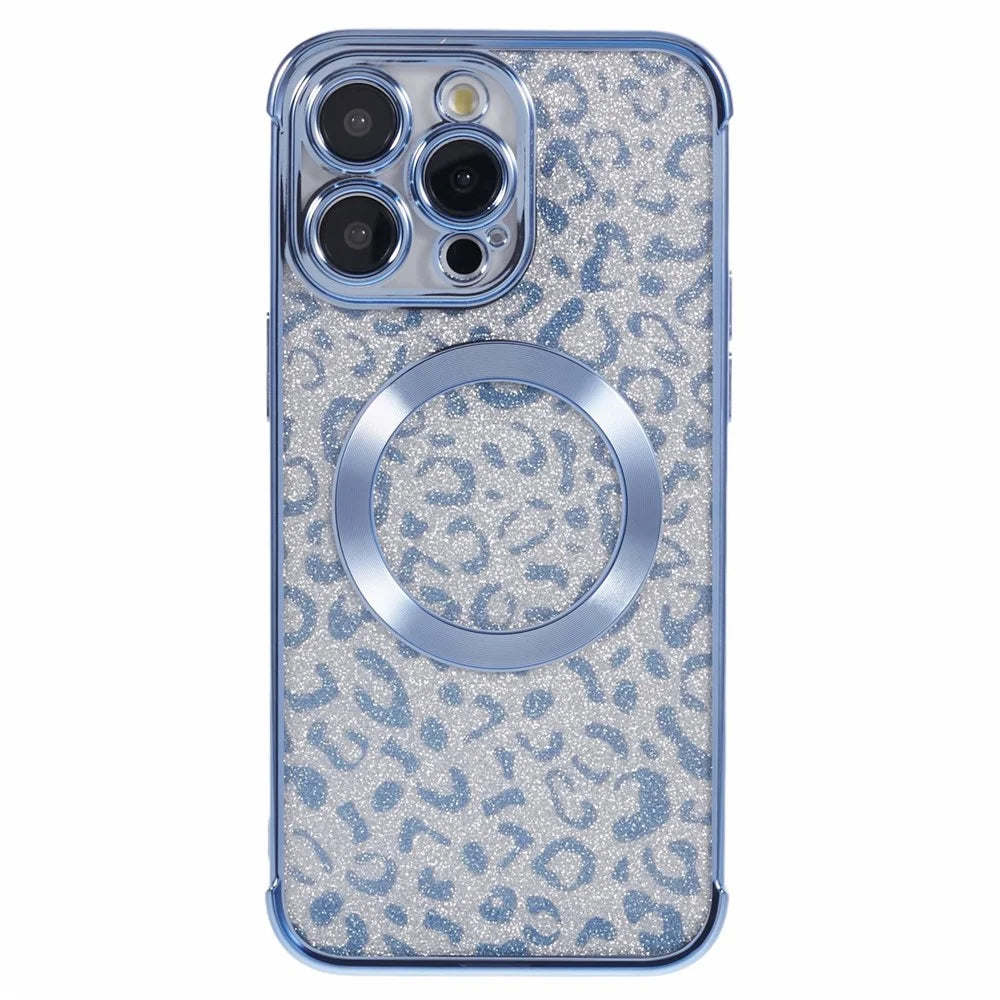 HRF Series for iPhone 15 Pro Max TPU Case Compatible with MagSafe Electroplating Phone Cover - Blue - 3
