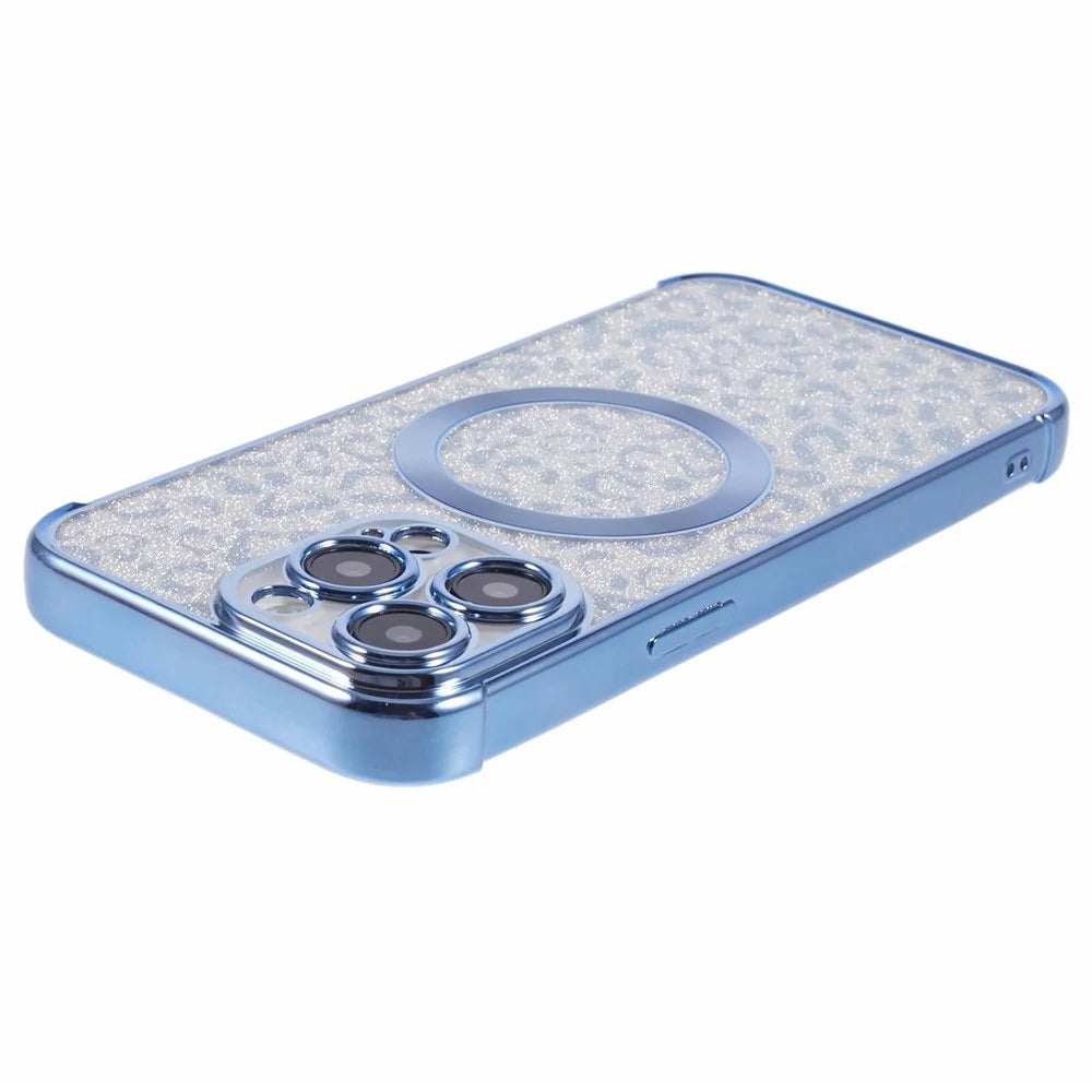 HRF Series for iPhone 15 Pro Max TPU Case Compatible with MagSafe Electroplating Phone Cover - Blue - 6