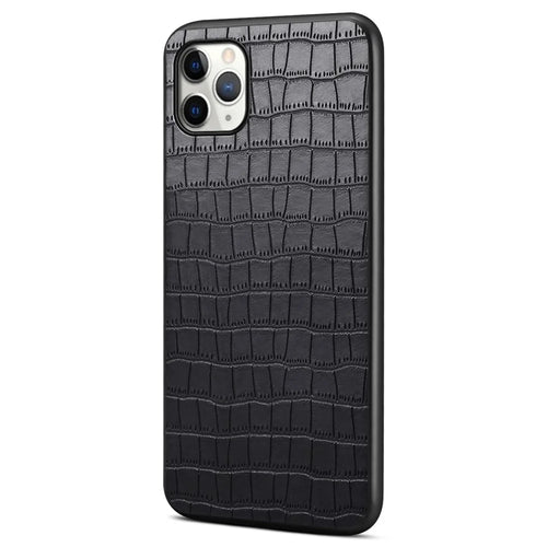 For iPhone 11 Pro Max Case Crocodile Textured Anti-dust PU Leather+PC+TPU Phone Protector - Black - 1