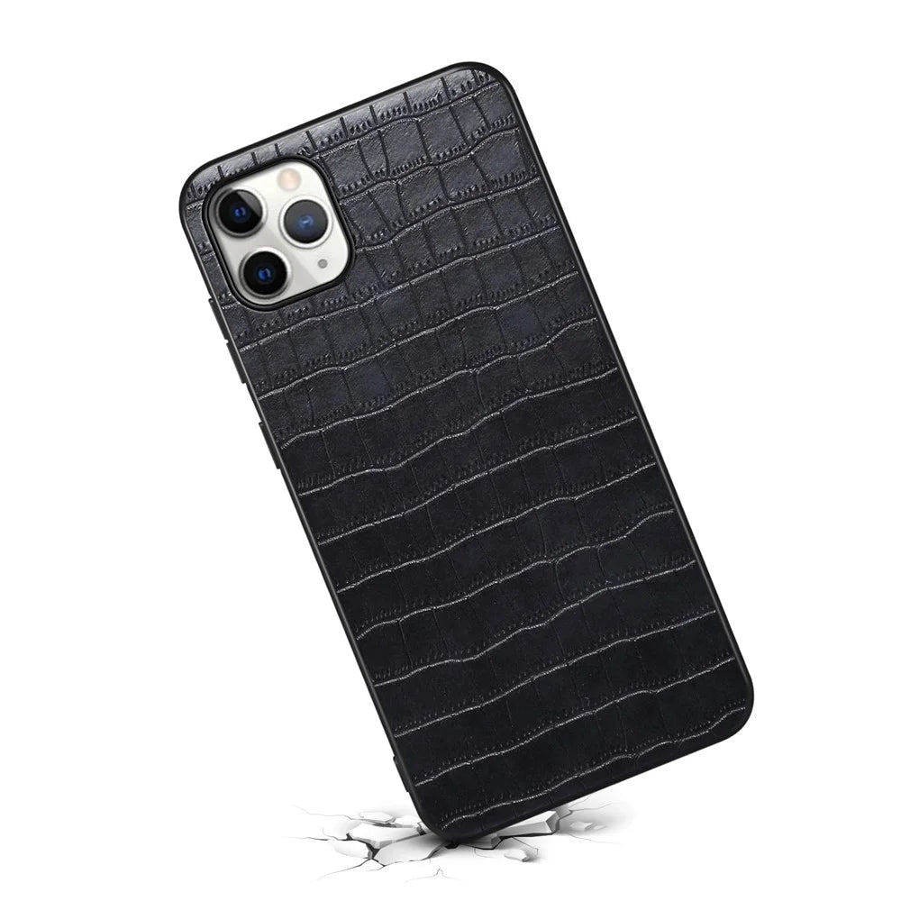 For iPhone 11 Pro Max Case Crocodile Textured Anti-dust PU Leather+PC+TPU Phone Protector - Black - 2